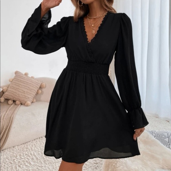 SHEIN Dresses & Skirts - Shirred Black Lace Dress